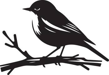 Silhouette vector of a bird perched on a branch. Ideal for nature, wildlife, and peaceful design themes. Fully editable EPS file for creative use.