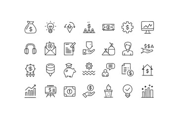 set of 45 outline icons related to investment  lin (1).eps