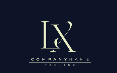 LX abstract Logo. Elegantly Designed Minimalist Monogram Logo with Stylish Lettering. Sophisticated and sleek minimalist monogram showcasing unique lettering design.
