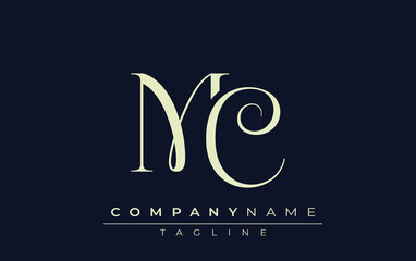 MC abstract Logo. Elegantly Designed Minimalist Monogram Logo with Stylish Lettering. Sophisticated and sleek minimalist monogram showcasing unique lettering design.