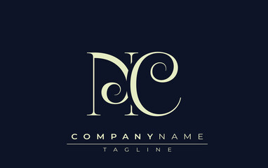 NC abstract Logo. Elegantly Designed Minimalist Monogram Logo with Stylish Lettering. Sophisticated and sleek minimalist monogram showcasing unique lettering design.