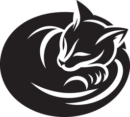 Silhouette vector of a cat curled up, resting. Perfect for pet, animal, and cozy home-themed designs. Fully editable EPS file for creative use.