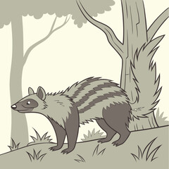 Fototapeta premium Grizzled Giant Squirrel vector illustration with its unique grey and brown coat, perfect for wildlife, educational, and nature-themed digital projects.