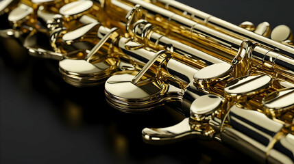Obraz premium Close Up Of Gold Saxophone Keys