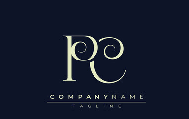 PC abstract Logo. Elegantly Designed Minimalist Monogram Logo with Stylish Lettering. Sophisticated and sleek minimalist monogram showcasing unique lettering design.