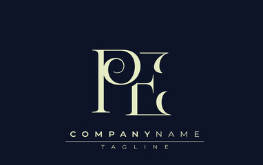 PE abstract Logo. Elegantly Designed Minimalist Monogram Logo with Stylish Lettering. Sophisticated and sleek minimalist monogram showcasing unique lettering design.