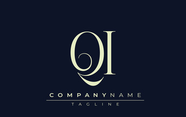 QI abstract Logo. Elegantly Designed Minimalist Monogram Logo with Stylish Lettering. Sophisticated and sleek minimalist monogram showcasing unique lettering design.