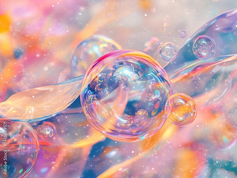Fototapete surreal thread effect with a twisting bubble stroke element