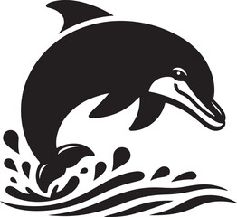 Silhouette vector of a dolphin, ideal for marine, ocean, and wildlife-themed designs. Fully editable EPS file for creative use.