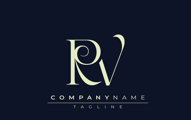 RV abstract Logo. Elegantly Designed Minimalist Monogram Logo with Stylish Lettering. Sophisticated and sleek minimalist monogram showcasing unique lettering design.
