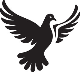 Silhouette vector of a dove, symbolizing peace, love, and freedom. Fully editable EPS file for creative use.