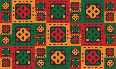 Beautiful geometric background. Figures of different shapes. Tribal form. Flowers. Geometric design. Creative textures. Colorful art. Modern graphic poster. Retro color. Vector illustration