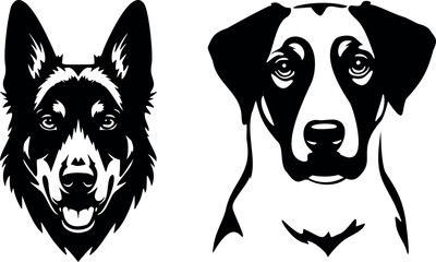 Dog Face Vector Black Silhouette on White Background | Pet Animal Head Illustration | Cute & Minimalist Design | Editable Graphic for Print & Digital Use