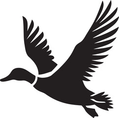 Silhouette vector of a duck flying, ideal for nature, bird, and wildlife-themed designs. Fully editable EPS file for creative use.