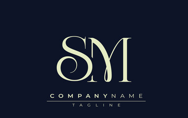 SM abstract Logo. Elegantly Designed Minimalist Monogram Logo with Stylish Lettering. Sophisticated and sleek minimalist monogram showcasing unique lettering design.