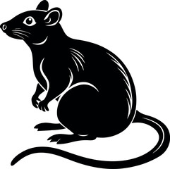 Rat Silhouette Vector – Bold Rodent Illustration for Urban Wildlife, Science, or Medical Projects

