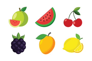 A set of fruits vector art illustration(A)