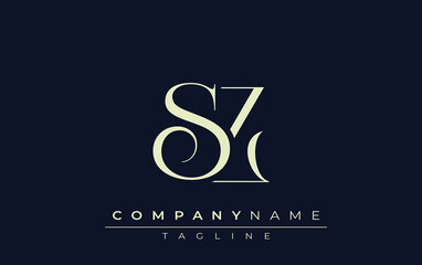 SZ abstract Logo. Elegantly Designed Minimalist Monogram Logo with Stylish Lettering. Sophisticated and sleek minimalist monogram showcasing unique lettering design.