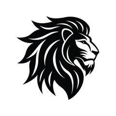 A tribal lion head-design icon silhouette vector art illustration