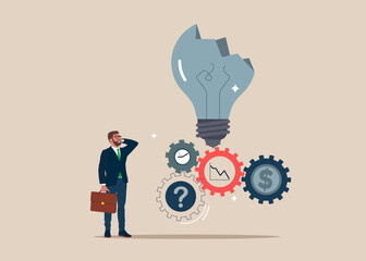 Investment in leadership restoration. Faith in victory. Human hand hold dollar coin puts in burnt out bulb. Modern vector illustration in flat style. 