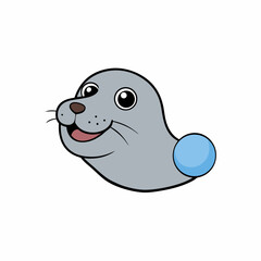seal head with a ball and a smile