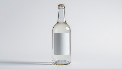 Fototapeta premium Minimalist Glass Bottle Mockup with Clean Label Design