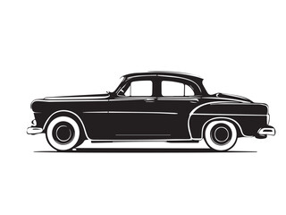 Vintage classic car silhouette. Vintage car silhouette isolated on white background. Classic car silhouette vector design.	
