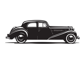 Fototapeta premium Vintage classic car silhouette. Vintage car silhouette isolated on white background. Classic car silhouette vector design. 