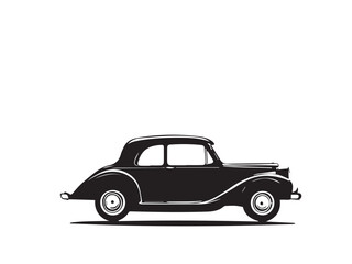 Vintage classic car silhouette. Vintage car silhouette isolated on white background. Classic car silhouette vector design.	
