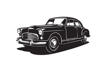 Naklejka premium Vintage classic car silhouette. Vintage car silhouette isolated on white background. Classic car silhouette vector design. 