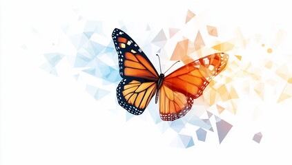 Fototapeta premium Butterfly in Abstract Geometric Background