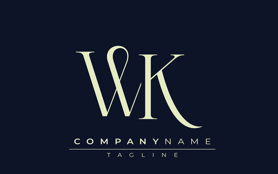 WK abstract Logo. Elegantly Designed Minimalist Monogram Logo with Stylish Lettering. Sophisticated and sleek minimalist monogram showcasing unique lettering design.