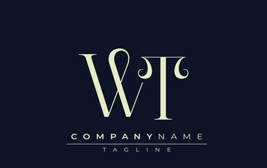 Fototapeta premium WT abstract Logo. Elegantly Designed Minimalist Monogram Logo with Stylish Lettering. Sophisticated and sleek minimalist monogram showcasing unique lettering design.