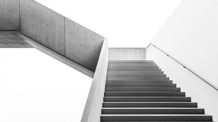 Obraz premium Modern Concrete Staircase Ascending to Light