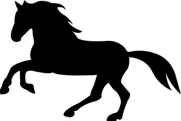 Horse silhouette flat icon. Running, jumping, trotting, rearing horse vector isolated on transparent background. Wild animal symbol vector illustration.