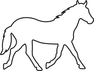 Horse silhouette line icon. Running, jumping, trotting, rearing horse vector isolated on transparent background. Wild animal symbol vector illustration.