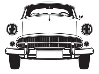 Obraz premium Vintage classic car silhouette. Vintage car silhouette isolated on white background. Classic car silhouette vector design. 
