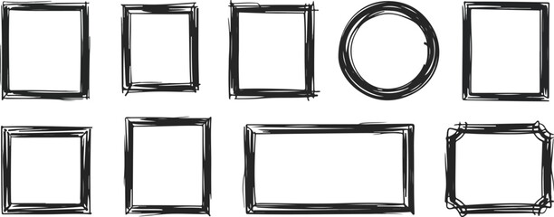  Set of Geometric Frames: Rectangular, Square, and Circular in Artistic Style