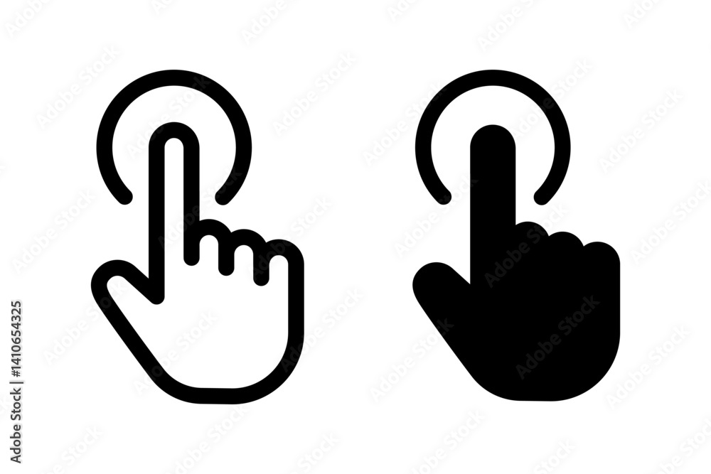 Wall mural hand with index finger touching or pressing a button. ideal for web design, mobile apps, user interf