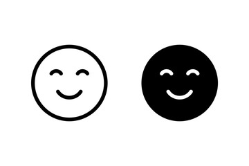 Smiling face icon set. Minimalist drawing depicting happiness, positivity, and good vibes. Perfect for use in UI design, social media, ETC