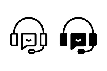Customer service icon with headset and speech bubble. support, help, and assistance. Ideal for websites, apps, contact us, and online support