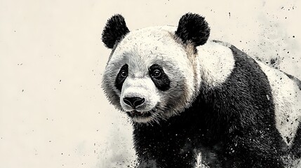 Obraz premium Mosaic-style panda animal figure in elegant rock pattern high resolution image