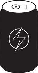 Energy drink can icon. Soft drink symbol, Soda can vector icon isolated on transparent background. Lightning bolt symbol on beverage can for sports, fitness, and active lifestyle theme.