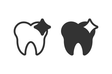 Clean tooth icon set. healthy tooth with a sparkle, representing dental care, hygiene, and a bright smile. Ideal for dental clinics, oral hygiene products