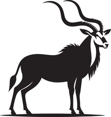 Silhouette vector of an antelope standing gracefully. Ideal for wildlife, safari, and nature-themed designs. Fully editable EPS format for designers.