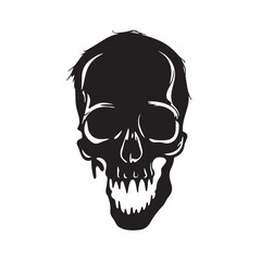 Black vector skull silhouette. Skull Silhouette Icon Vector Design on White Background. Skull vector logo silhouette.	