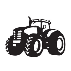 Farm tractor, black and white silhouette logo design isolated on a white background. A farm Tractor Silhouette. Vector illustration.	
