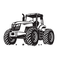 Farm tractor, black and white silhouette logo design isolated on a white background. A farm Tractor Silhouette. Vector illustration.	
