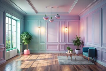Fototapeta premium Pastel Painted Walls Interior Design Inspiration