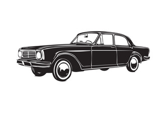 Vintage classic car silhouette. Vintage car silhouette isolated on white background. Classic car silhouette vector design.	